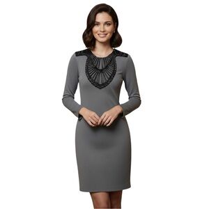 Armani Exchange Gray Beaded Neckline Bodycon Dress XS